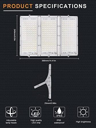 Ankishi LED прожектор для вулиці 300Вт, IP65, 6500K, холодне світло, 30000Лм, водонепроникний, комплект 10 шт. для спортивних майданчиків, гаража, саду, двору