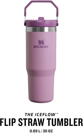 Термокружка Stanley Flip Straw 0.89 л з трубочкою, тримає холод 12+ годин, спортивна пляшка для води, BPA Free, миється в посудомийній машині, лілова