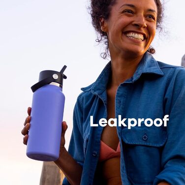 Термобутилка Hydro Flask 946 мл, вакуумна, нержавіюча сталь, з гнучкою кришкою та трубочкою, широка горловина, червона (Berry Red)
