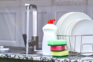 Двосторонні стійкі кухонні губки DecorRack, набір 20 шт, для миття посуду, прибирання дому, ванни, авто, різнокольорові