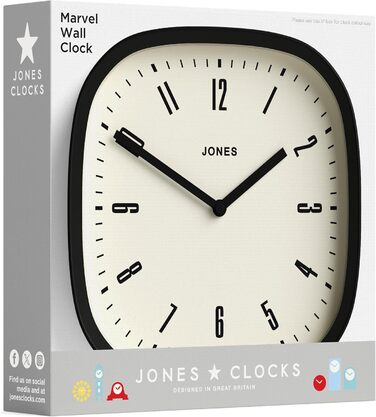 Квадратний ретро настінний годинник JONES CLOCKS Sprite з акрилу, м'ятний 25x25x5 см, сірий