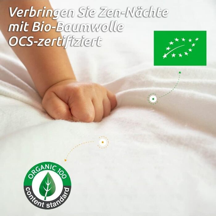 Наматрацник з біо-бавовни 140x200 см Molton OCS Oeko-TEX, 100% натуральний фліс, гіпоалергенний, не водонепроникний, вироблено в ЄС