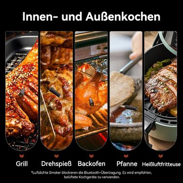 Meatmeet Pro бездротовий термометр для м'яса з Wi-Fi та Bluetooth, водонепроникний IP67, з таймером і додатком, для барбекю, духовки, гриля, кухні, вертіла