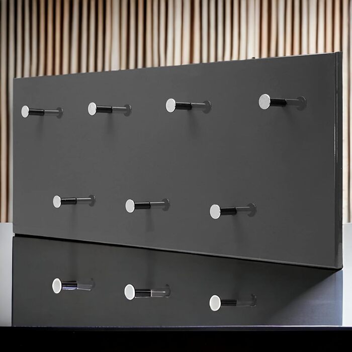 Настінна вішалка для одягу Garderobe, глянцева, з 7 гачками, біла/сіра, панель для передпокою