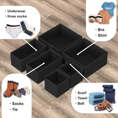 Органайзер для білизни та одягу Simple Houseware, складний, 12 шт, чорний