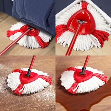 Queta Набір із 6 змінних мікрофібрових насадок для швабри, 360° Spin Mop для прибирання дому, ефективне видалення сильних забруднень