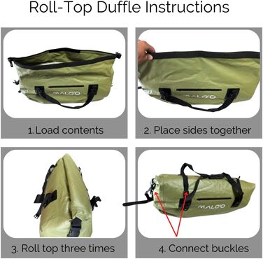 Водонепроникна сумка Malo'o Rolltop Duffel 40/60/100 л для спорту, кемпінгу, риболовлі, каякінгу, плавання, пляжу, з внутрішніми і зовнішніми кишенями