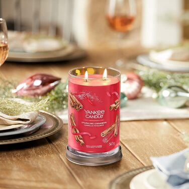 Ароматна свічка Yankee Candle Signature Sparkling Cinnamon, велика тумблер-свічка з тривалим горінням, соєвий віск