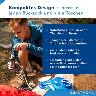 Фільтр для води Katadyn Hiker Pro прозорий, портативний, 1 л/хв
