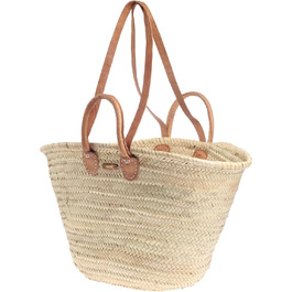 Великий плетений кошик Ibizakorb Felex для покупок і пляжу, натуральний, 55x15x32 см