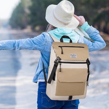 Міський рюкзак YAMTION Rolltop 17 дюймів для ноутбука, універсальний для жінок і чоловіків, підходить для школи, університету, спорту, прогулянок, велосипеду, підлітків, колір кремовий