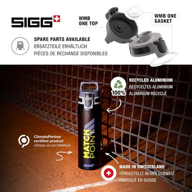 SIGG Алюмінієва пляшка для води WMB ONE 0,75/1 л, для газованої води, герметична, легка, BPA-free, для тенісу та спорту, Швейцарія