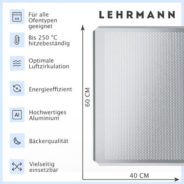 Перфорований лист LEHRMANN 60x40 см для випічки, сумісний з MIWE, WIESHEU, WACHTEL