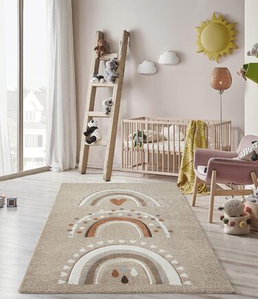 Килим дитячий Monde Kids, м'який, легкий у догляді, стійкий до вицвітання, яскраві кольори, малюнок веселка, рожевий, 120x170 см