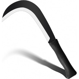 Серп-мачете Billhook з вуглецевої сталі для трави, збирання врожаю та чищення, з щіткою
