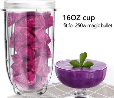 Набір із 3-х чаш для блендера Magic Bullet 250 Вт, 473 мл, із кришками, сумісні з Magic Bullet 250 Вт міксером-соковижималкою, запасні стакани