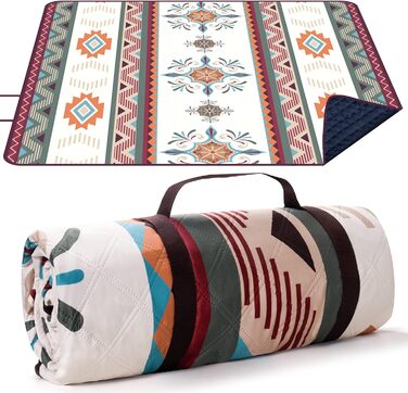 LARUTAN Пікнік-ковдра Boho 200x200 см, водонепроникна пляжна покривало, пісок не прилипає, складна, для пляжу, кемпінгу, барбекю, подорожей, зелена