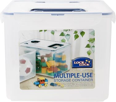 LocknLock PP CLASSIC контейнер для зберігання з кришкою та ручками, 16 л, напівпрозорий, герметичний, набір 2 шт, 361x274x212 мм, для побутових речей