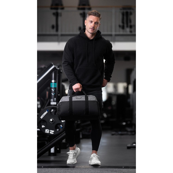 Спортивна сумка Fitgriff V2 з відділенням для взуття та вологих речей, для жінок і чоловіків, середня, чорна/сіра – ідеальна для спортзалу, фітнесу та подорожей