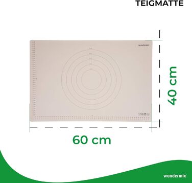 Силіконова килимок для тіста Wundermix WunderMat 60x40 см з розміткою, антипригарна та нековзка підкладка для випічки