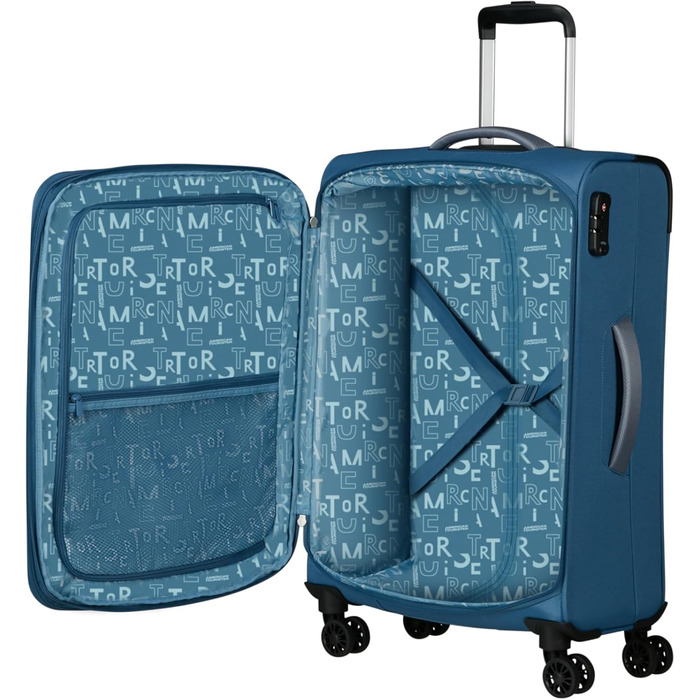 Валіза American Tourister Pulsonic Spinner L, розширювана, 81 см, 113/122 л, синя, поліестер