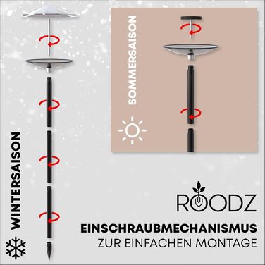 Дизайнерська годівниця і поїлка для птахів ROODZ 2-в-1 з підставкою, нержавіюча сталь, морозостійка, для балкона і саду