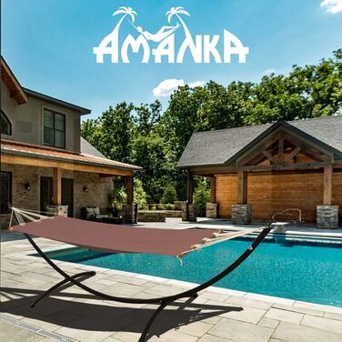 Гамак AMANKA з каркасом для однієї людини 300 см, до 120 кг, 190x80 см, підвісний садовий гамак для балкона та саду, стиль бохо, коричневий