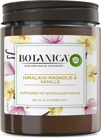 Ароматична свічка Botanica by Air Wick Гімалайська магнолія та ваніль, натуральні інгредієнти, екологічна, у склі, 6 шт