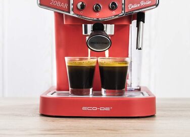 Кавоварка ECODE Delice 20 Бар, чорна, 1,5 л, з манометром, спінювачем молока, для еспресо, одинарна/подвійна доза