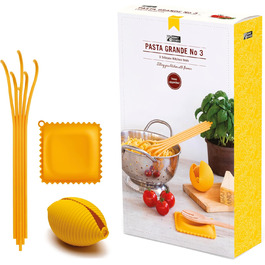Набір силіконових кухонних інструментів Monkey Business Pasta Grande №3: ложка для спагеті, прес для лимонів Conchiglie, підставка для ложок Ravioli, подарункова упаковка