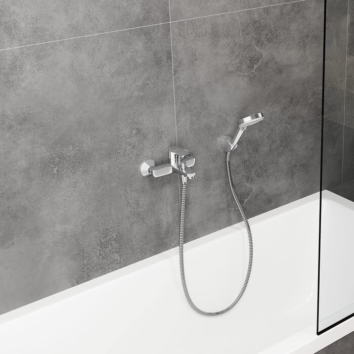 Hansgrohe Vernis Blend – економний душовий набір, кругла лійка 9,7 л/хв (EcoSmart), шланг 1,6 м, тримач, ручна лійка 2 режими, хром