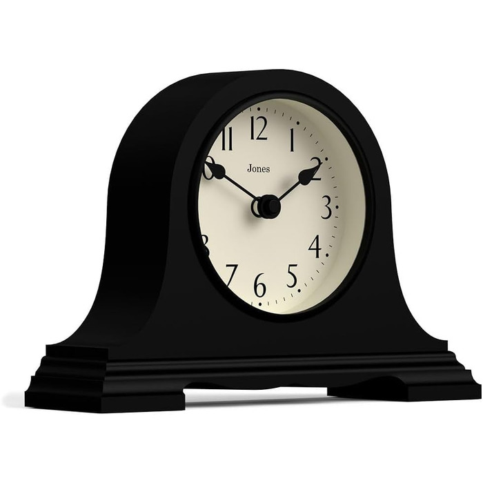 Настільний годинник JONES CLOCKS Speakeasy у класичному стилі Наполеонівської шапки, чорний, для столу, полиці або тумбочки