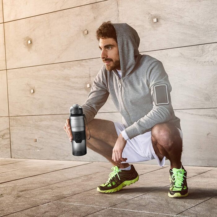 Дитяча спортивна пляшка ZORRI 1000 мл, BPA-free, тритан, з фільтром, сіра