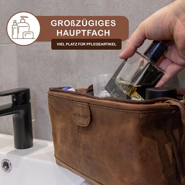 Чоловіча шкіряна косметичка STILORD Laurin, велика дорожня вінтажна туалетна сумка з натуральної шкіри для подорожей
