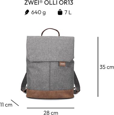 Жіночий рюкзак Zwei Olli OR13, 7 л, водостійкий, міцний, з ортопедичною спинкою, відділенням для ноутбука, кишенею для телефону та потаємним відділенням