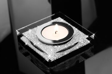 Вишуканий підсвічник лотос із кристалами Swarovski, чорний, сучасний декор для столу, новорічна прикраса