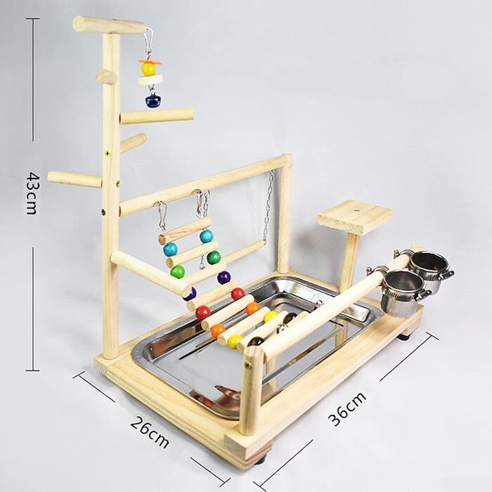 Ігровий стенд для папуг Parrot Playstand, дерев'яний майданчик для птахів, стенд для клітки хвилястого папуги та корелли, 37x26x44 см
