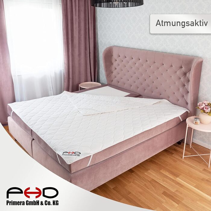 Наматрацник PHD Primera Natural 200x200 см, 100% бавовна, захист для матраца, бокс-спрінг та топера, прати при 40°C