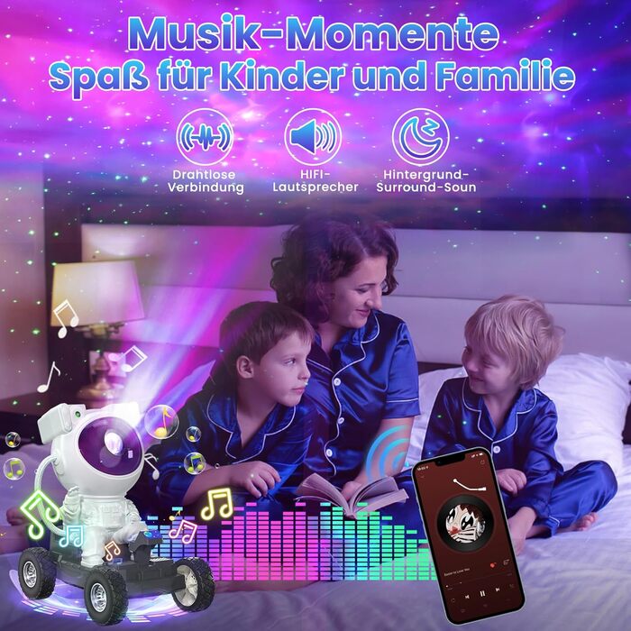 LED проектор зоряного неба з музикою Sternenhimmel, 2025, у вигляді бейсболіста-астронавта, лампа з дистанційним керуванням для спальні, дитячий та дорослий нічник, білий