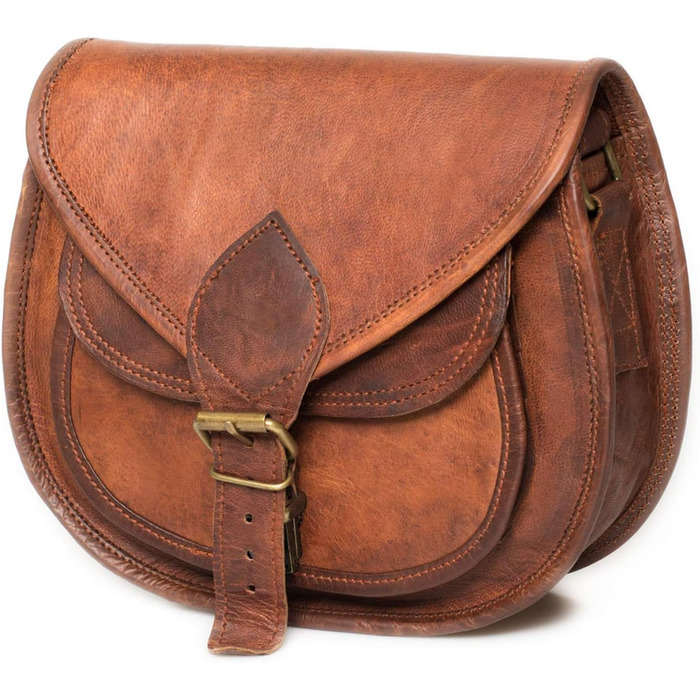 Жіноча шкіряна сумка LEABAGS Vintage Cognac, преміум натуральна шкіра, велика крос-боді, на плече, для роботи, університету, школи та відпочинку, розмір L (28x23x8 см)