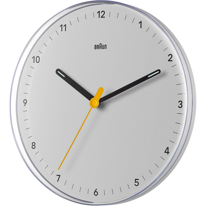 Настінний годинник Braun BC26W, класичний, білий, 23 см, аналоговий, безшумний кварцовий механізм, добре читається