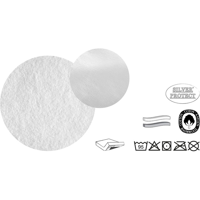 Простирадло натяжне biberna Sleep & Protect Molton з Silver Protect, водонепроникне, антибактеріальне, 120x200 см, біле