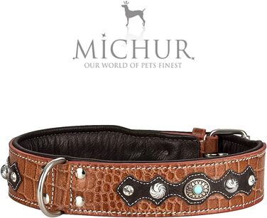 Повідок для собак зі шкіри MICHUR Lakota, коричневий, 150x2,5 см, плоский, для нашийника Lakota