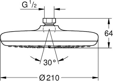 Верхній душ Grohe Tempesta 210, хром, 26408000