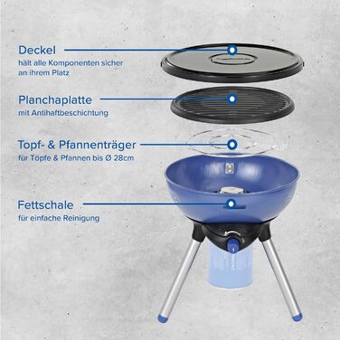 Газовий гриль Campingaz Party Grill 200 для кемпінгу та пікніка, антипригарна поверхня, портативний, багатофункціональний