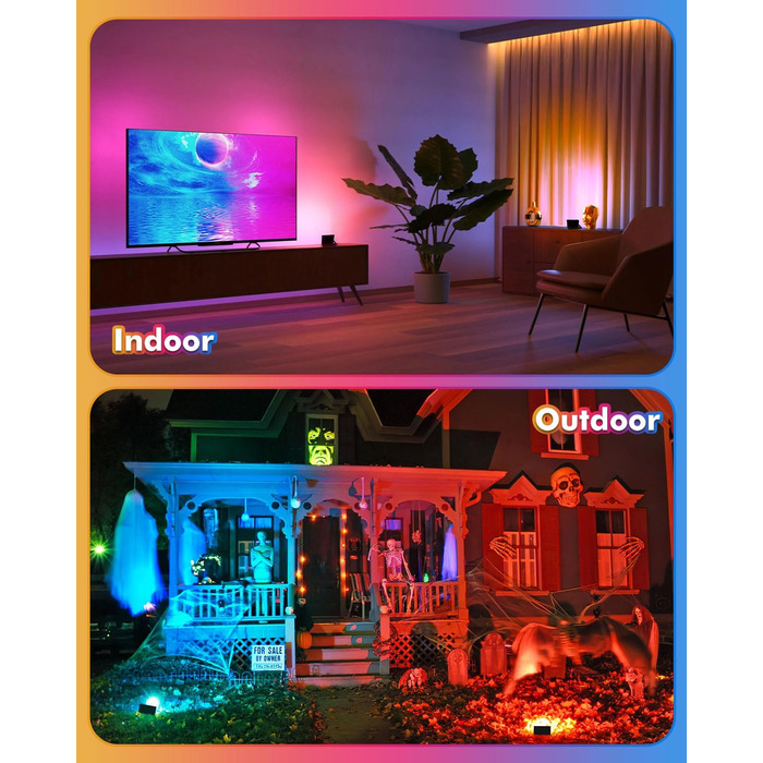 Світлодіодний прожектор MEIKEE 25W RGB з пультом, 30 режимів, 10 кольорів, пам'ять, IP66, 6 рівнів яскравості, для вечірок, бару, будинку, Хелловін, 2 шт.