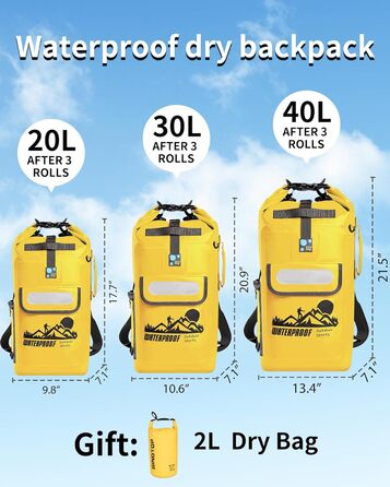 Водонепроникний рюкзак IDRYBAG Dry Bag 20/30/40 л для каяка, плавання, туризму