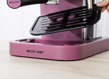 Кавоварка ECODE Delice, еспресо-машина 20 бар, чорна, 1,5 л, з манометром, паровим краном та капучинатором, для приготування еспресо і капучино, подвійна доза, фіолетова