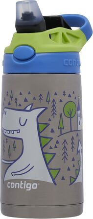 Дитяча пляшка для води Contigo Easy Clean Autospout з трубочкою, нержавіюча сталь, без BPA, 100% герметична, легке очищення, 420 мл, для школи, садка, спорту (Matcha Dragon)