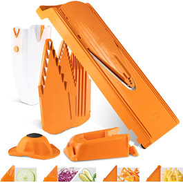 Овочерізка Börner V3 Profi Set — універсальна кухонна терка для нарізки скибочками, соломкою, кубиками, з регульованим V-подібним лезом з нержавіючої сталі, помаранчева